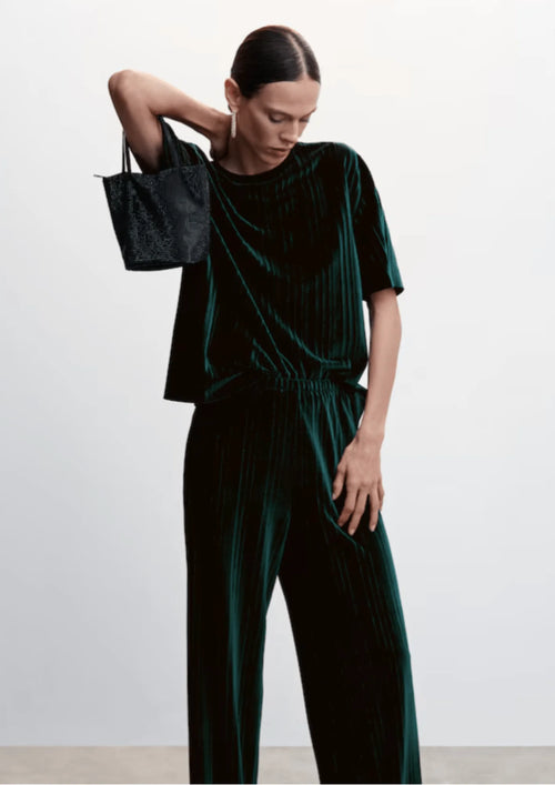 GREEN STRAIGHT VELVET TROUSERS