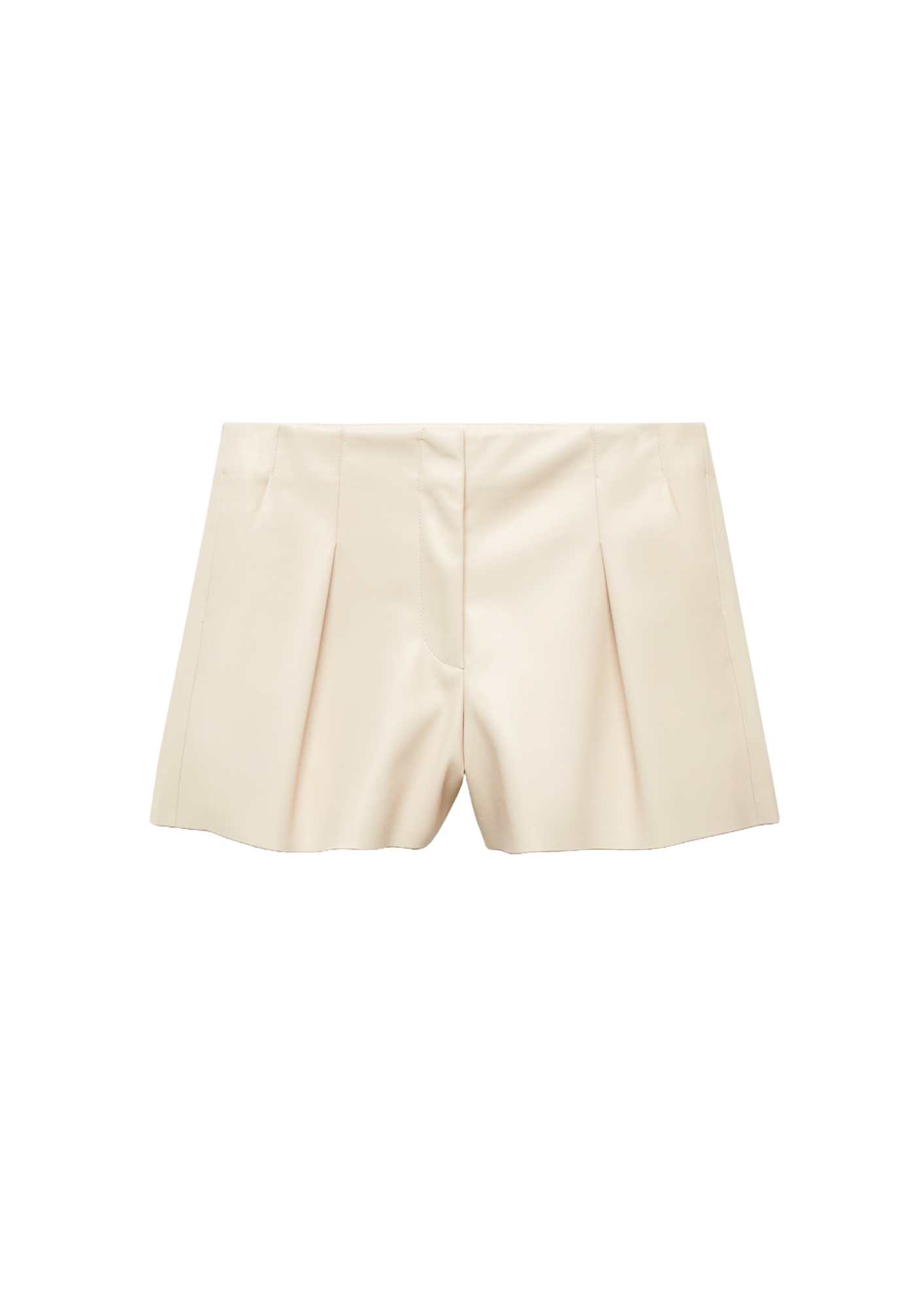 BEIGE MID-RISE PLEATED SHORTS