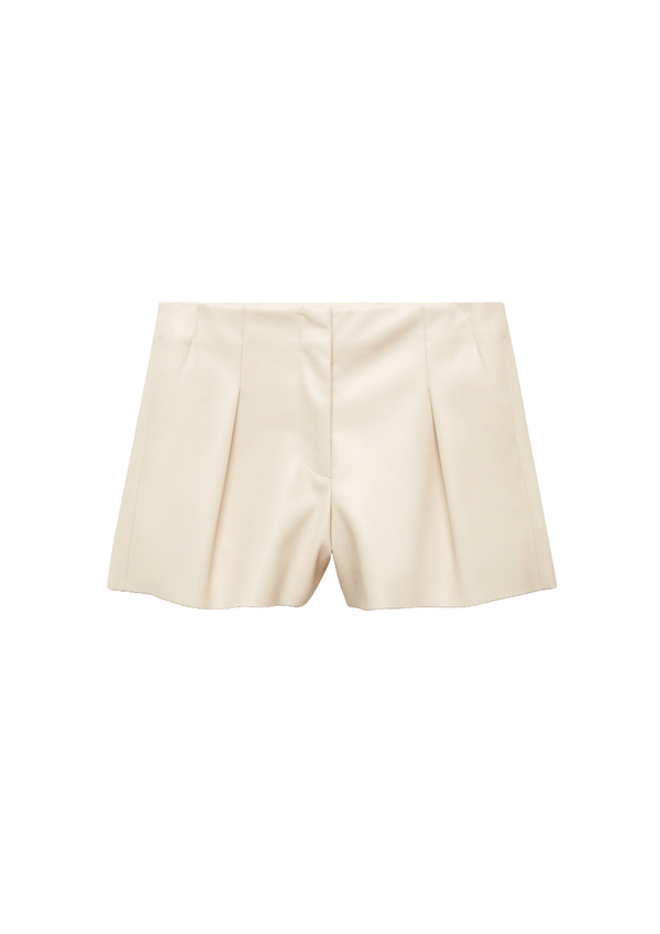Short plissé à la hauteur moyenne beige