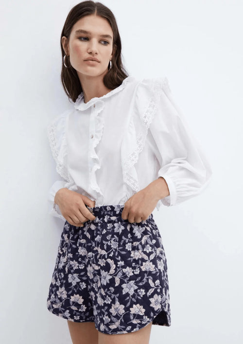 FLORAL QUILTED COTTON SHORTS
