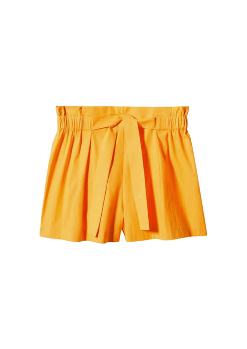 Gelbe Papierbeutel Shorts mit Bug