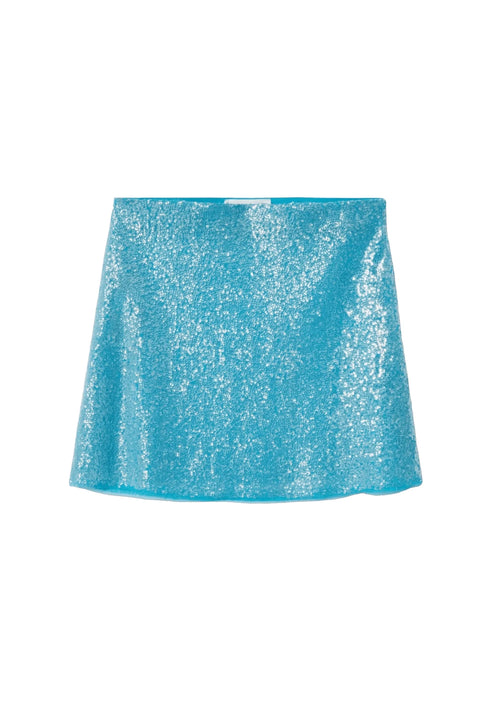 BLUE SEQUINED TULLE MINI SKIRT