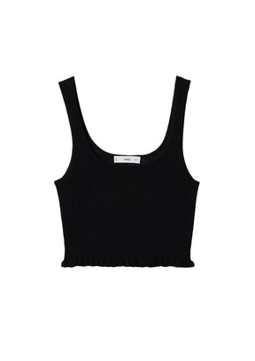 BLACK RIBBED CROP TOP