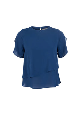 BLUE RUFFLED BLOUSE
