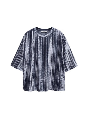 Blaues Falten-Samt-T-Shirt