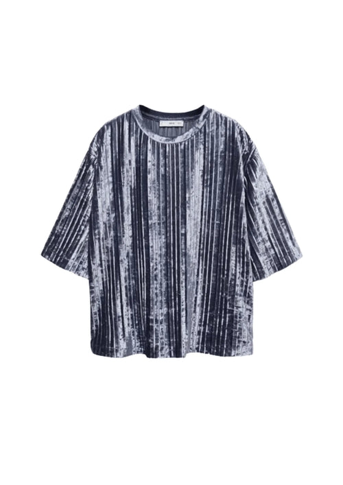 T-shirt en velours plissé bleu