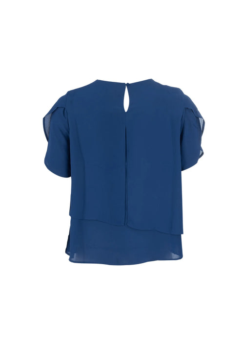 BLUE RUFFLED BLOUSE