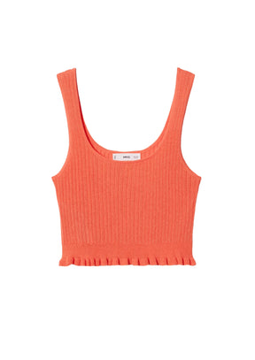 ORANGE GERIPPTES CROP-TOP
