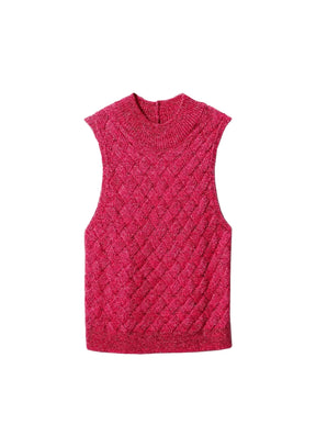 FUCHSIA LUREX HALTER NECK TOP