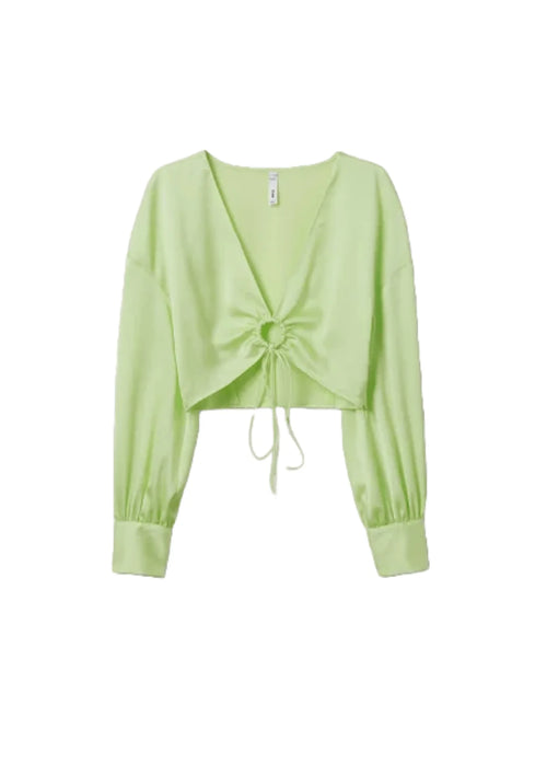 Chemisier de culture en satin vert