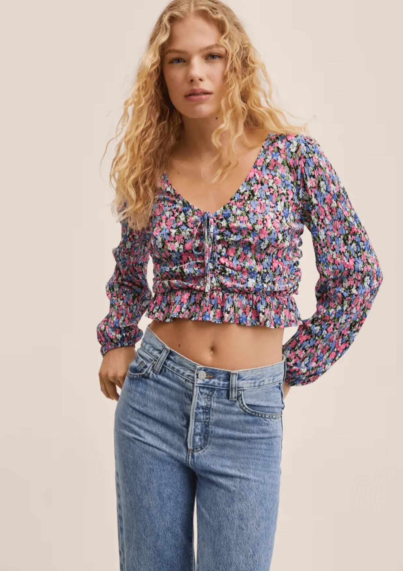 PRINTED RUCHED TOP