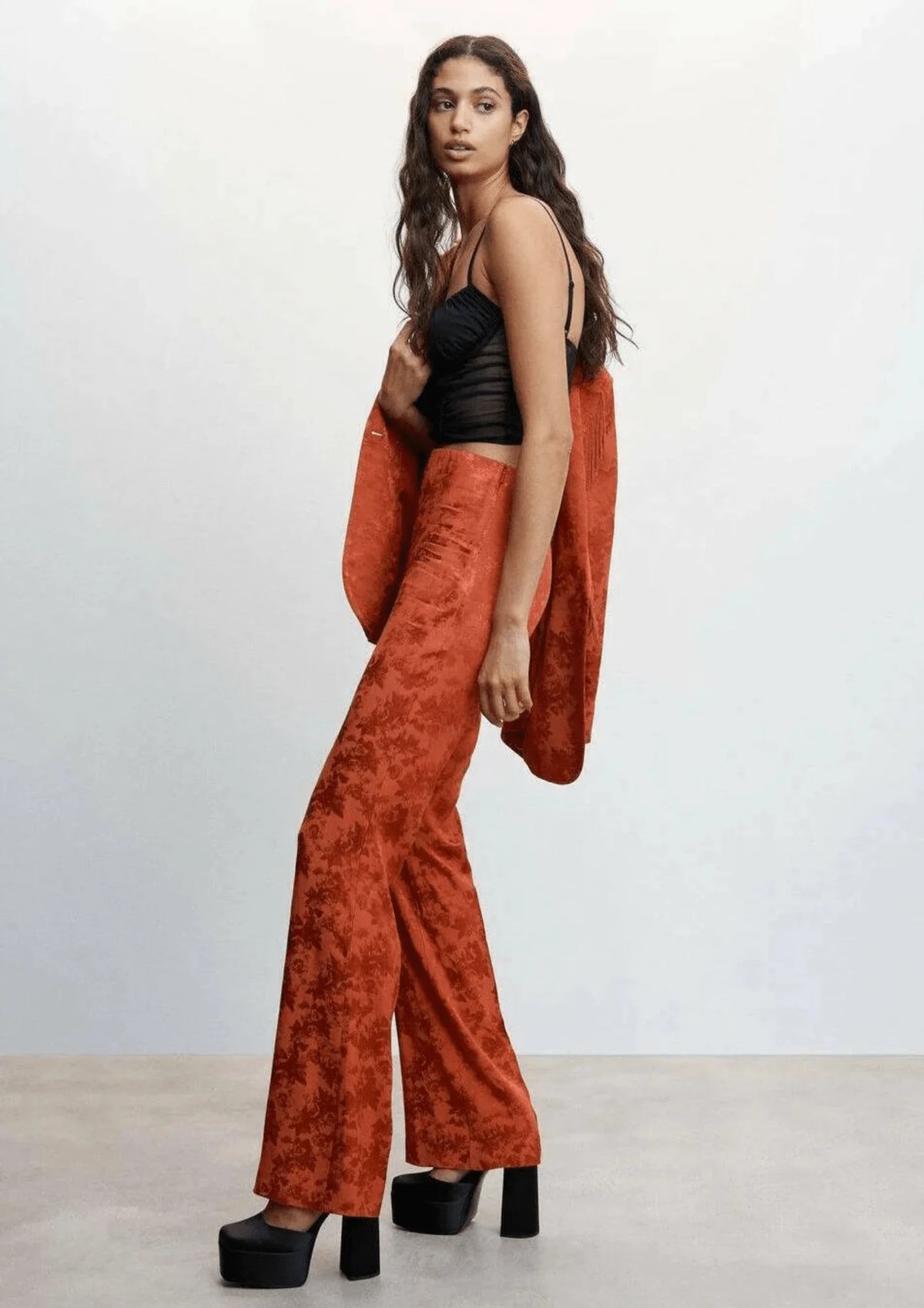 Brown Jacquard Hosen