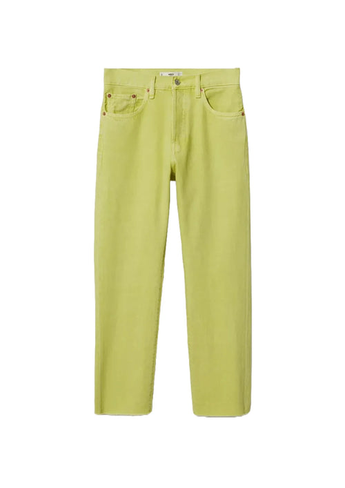 Grüne gerade Jeans mit hoher Taille