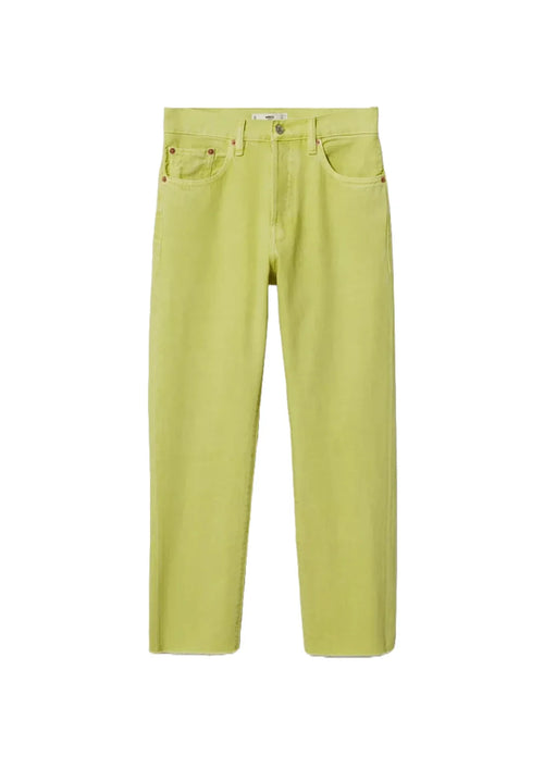 GREEN STRAIGHT JEANS WITH HIGH WAIST