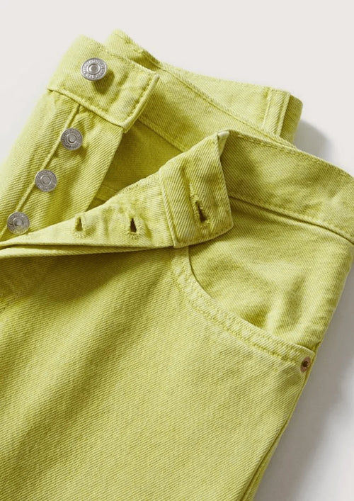GREEN STRAIGHT JEANS WITH HIGH WAIST