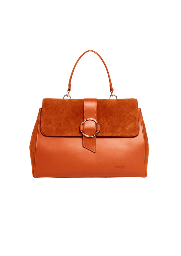 Kamelleder und Wildlederhandtasche