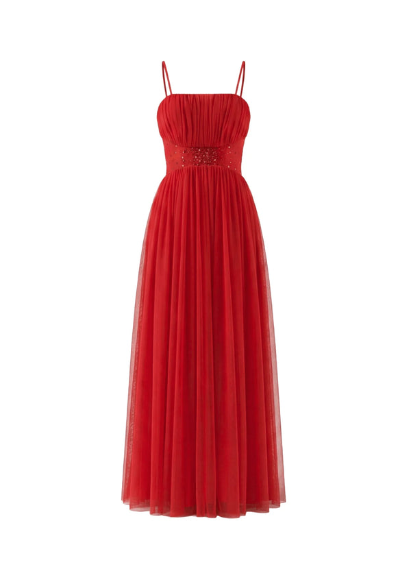 ROBE MAXI ROUGE À PAILLETTES