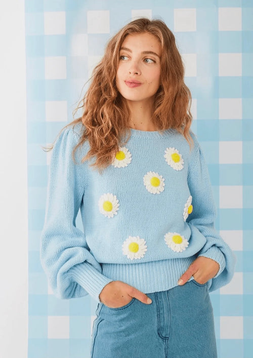 Hellblauer Strickpullover