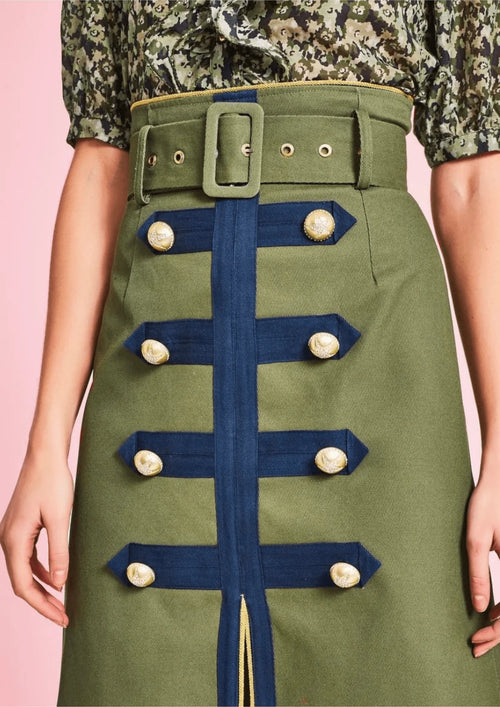 GREEN ARMY MIDI SKIRT