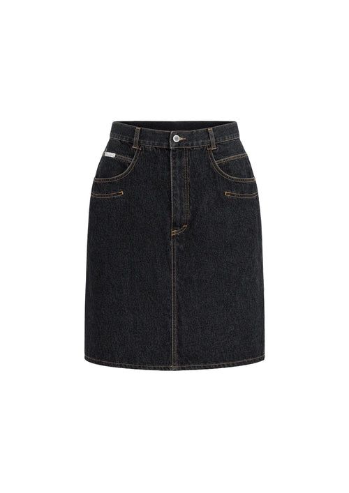 BLACK DENIM SKIRT