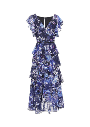 Robe florale bleu foncé