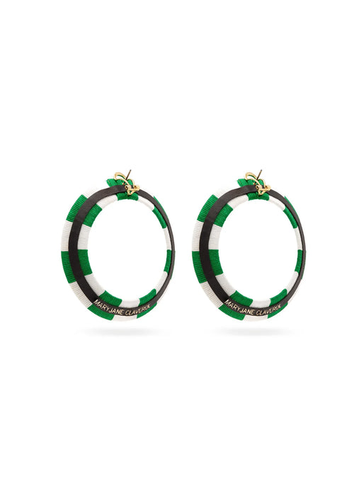 GREEN STRIPED HOOP EARRINGS