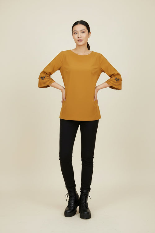 ORANGE RUFFLED BLOUSE
