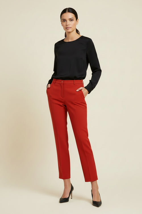 RED CAPRI FLARE TROUSERS