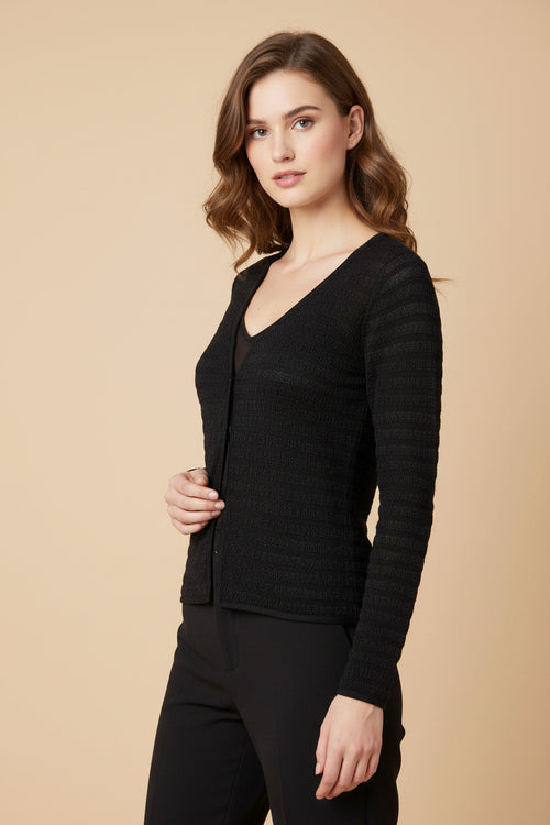 MARINEBLAUE GESTREIFTE STRICKJACKE