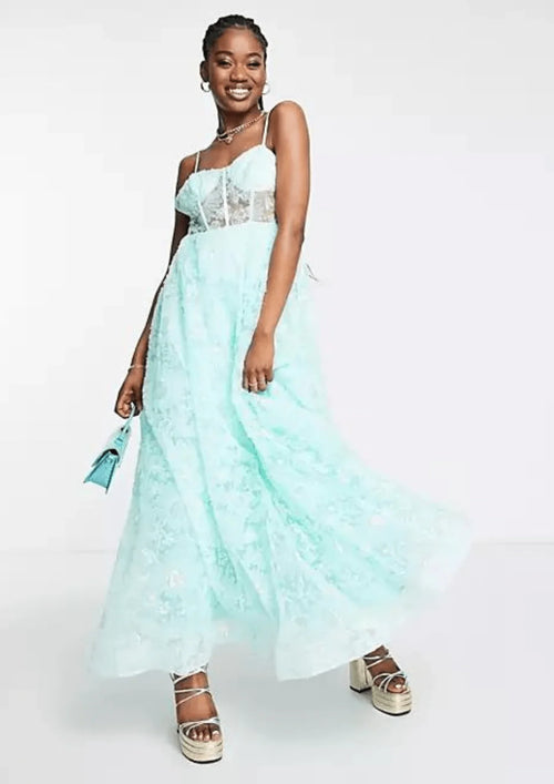 3D TULLE FLOWER MAXI DRESS