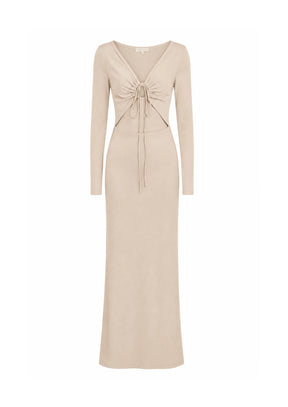BEIGE CUT-OUT MAXI DRESS