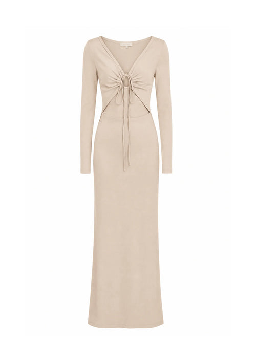 BEIGE CUT-OUT MAXI DRESS