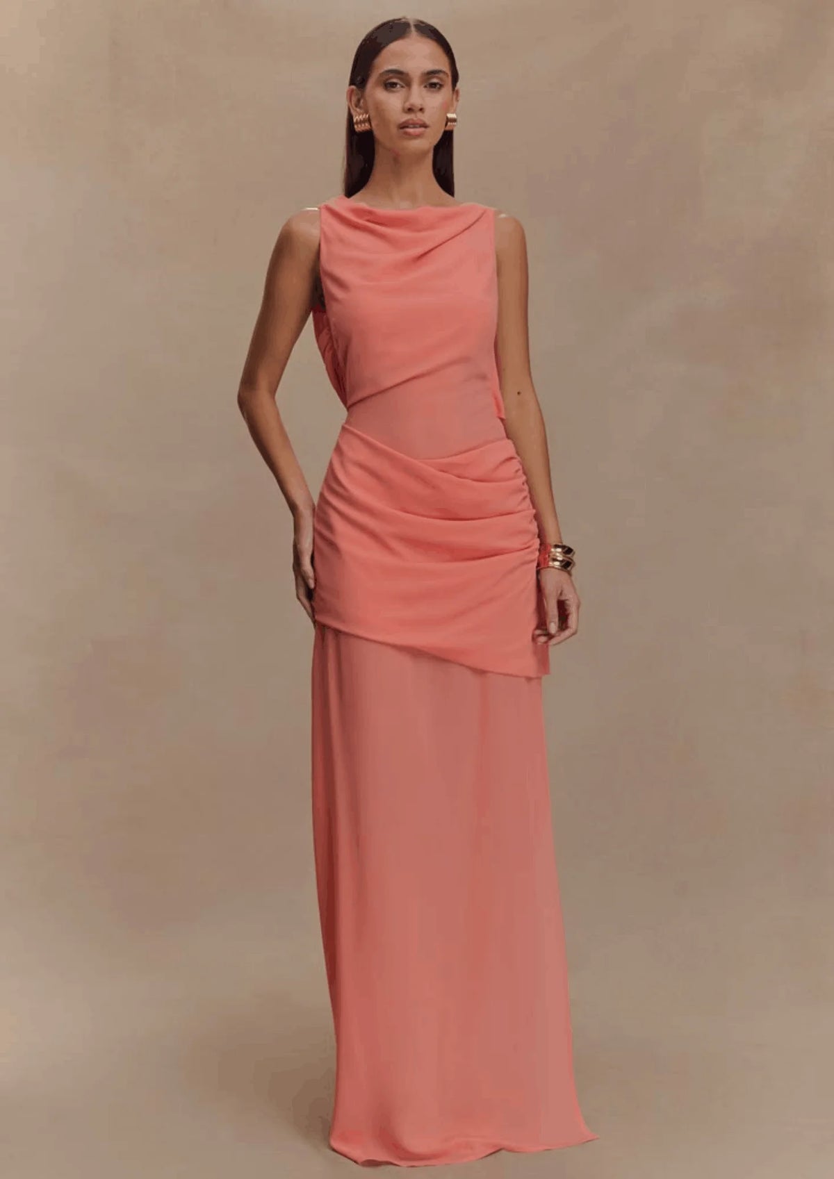 DARIA CHIFFONKLEID MIT DRAPIERUNG