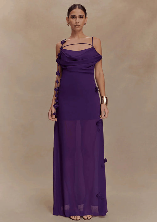 PURPLE ROSALIE FLORAL MAXI DRESS