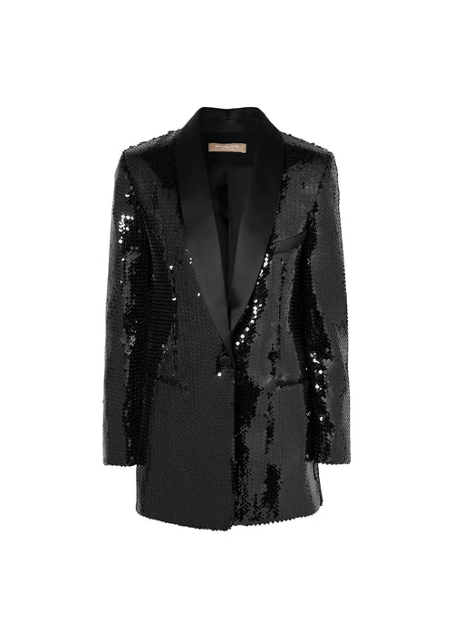 Tuxedojacke mit satinbezogenem Pailletten