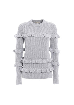 GREY RUFFLED SWEATER