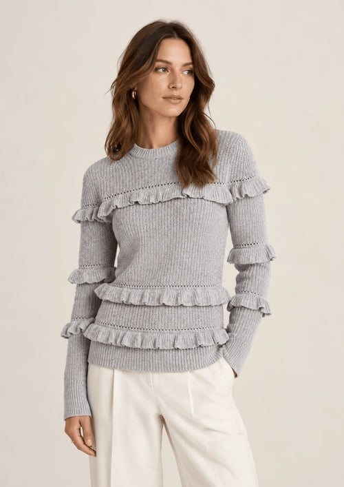 GREY RUFFLED SWEATER