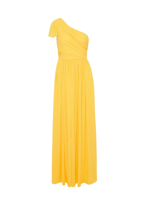 Robe longue de l'épaule jaune
