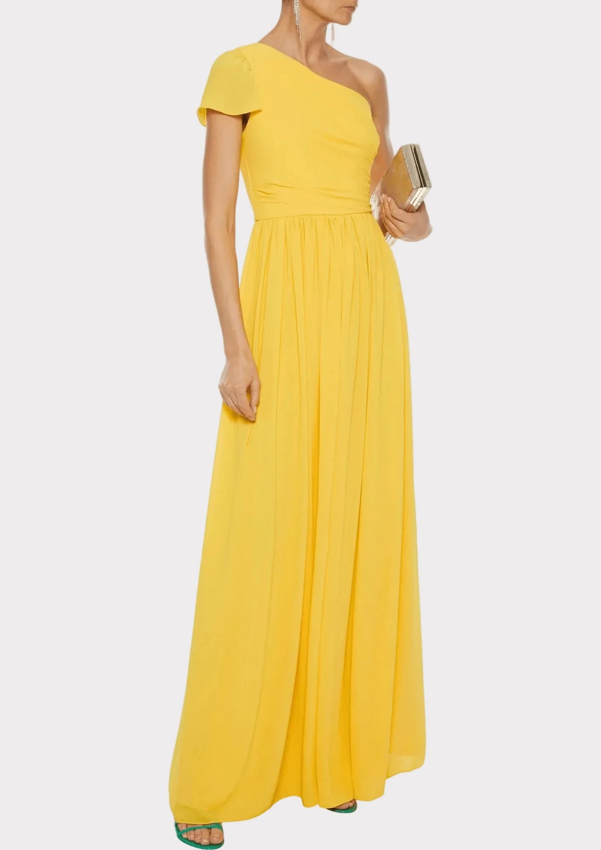 Robe longue de l'épaule jaune
