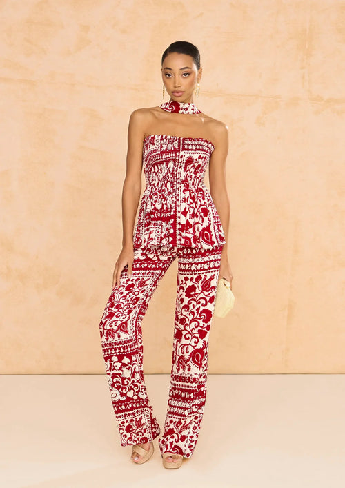 RED ARIA PRINTED TROUSERS