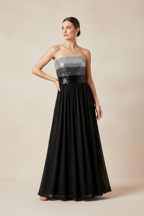 BLACK SEQUINED MAXI DRESS