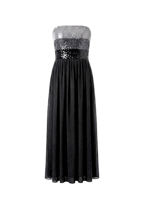 BLACK SEQUINED MAXI DRESS