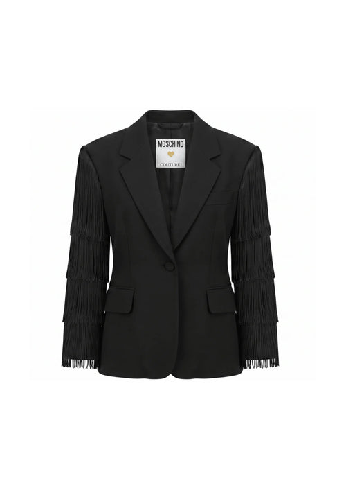 BLACK FRINGED BLAZER