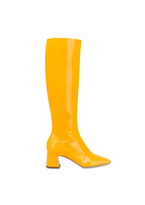 YELLOW VINYL HEEL BOOTS