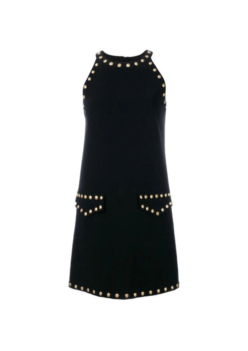 BLACK STUDDED MINI DRESS