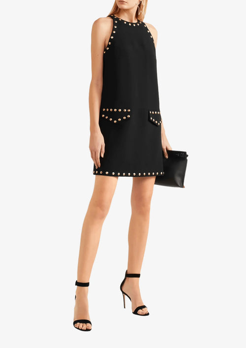 BLACK STUDDED MINI DRESS