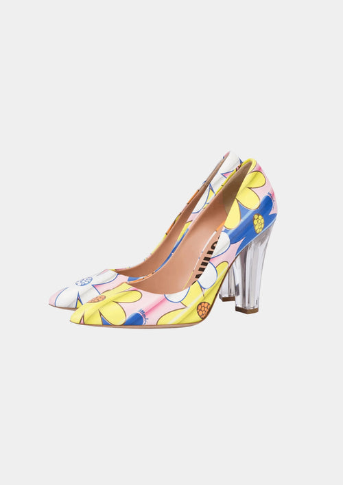 CALFSKIN FLORAL PUMPS
