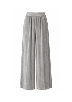 SILVER PLEATED SATIN TROUSERS