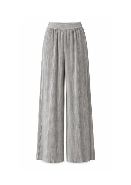 SILVER PLEATED SATIN TROUSERS