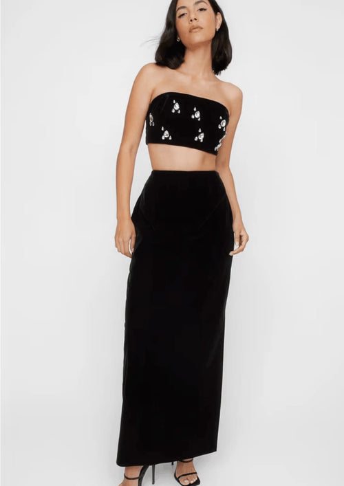 BLACK VELVET MAXI SKIRT